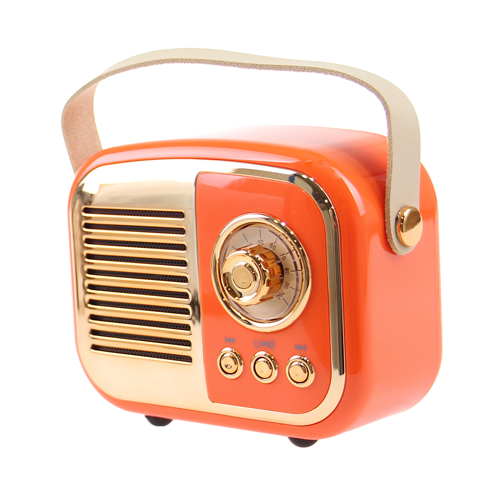 Bluetooth reproduktor retro rádio BS-52D oranžové - náhled 3