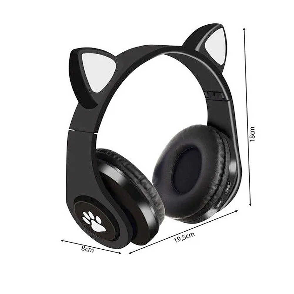 Bezdrátová sluchátka s kočičíma ušima černé - náhled 3